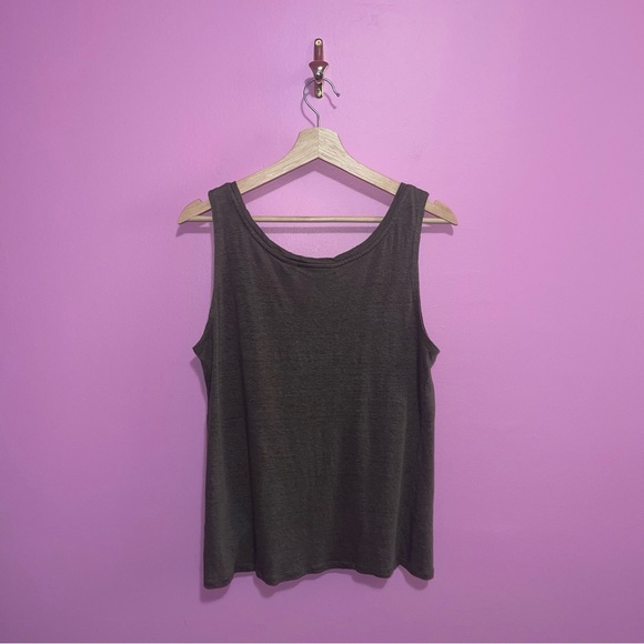 Cynthia Rowley Top Women's Size Large Olive Green Linen Sleeveless Blouse Tank - Picture 5 of 6